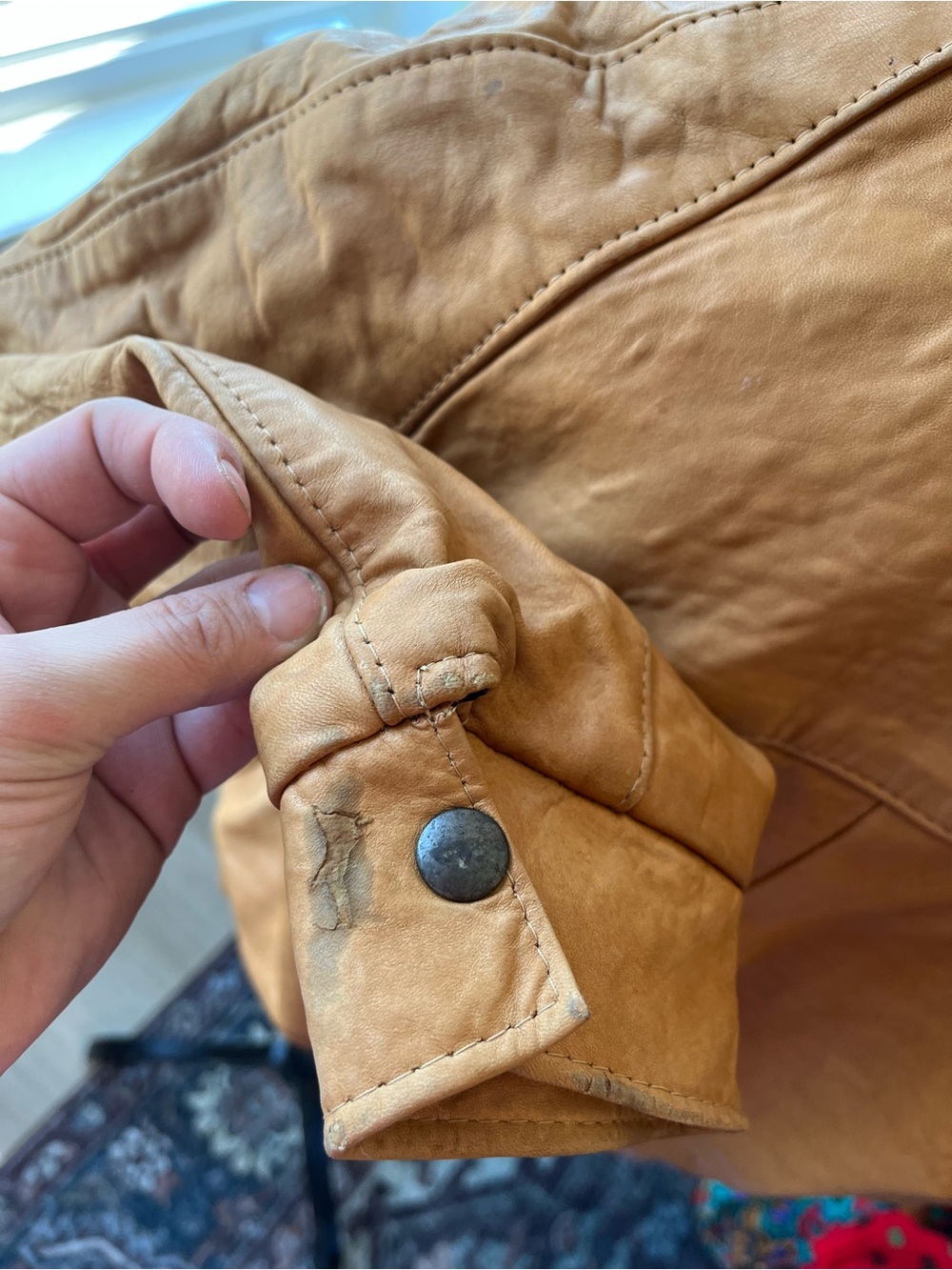 Women’s Vintage Classic Brown Leather Bomber Jacket Size S - Picture 7 of 10